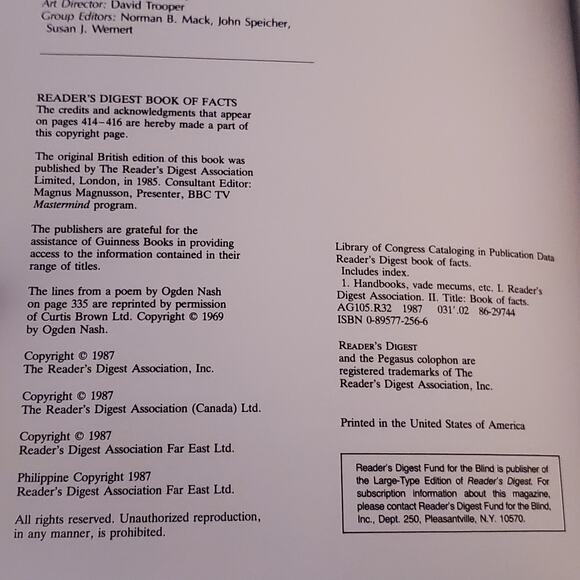Readers Digest Book of Facts Essential & Intriguing Information 1987 HC Vtg - Picture 4 of 9